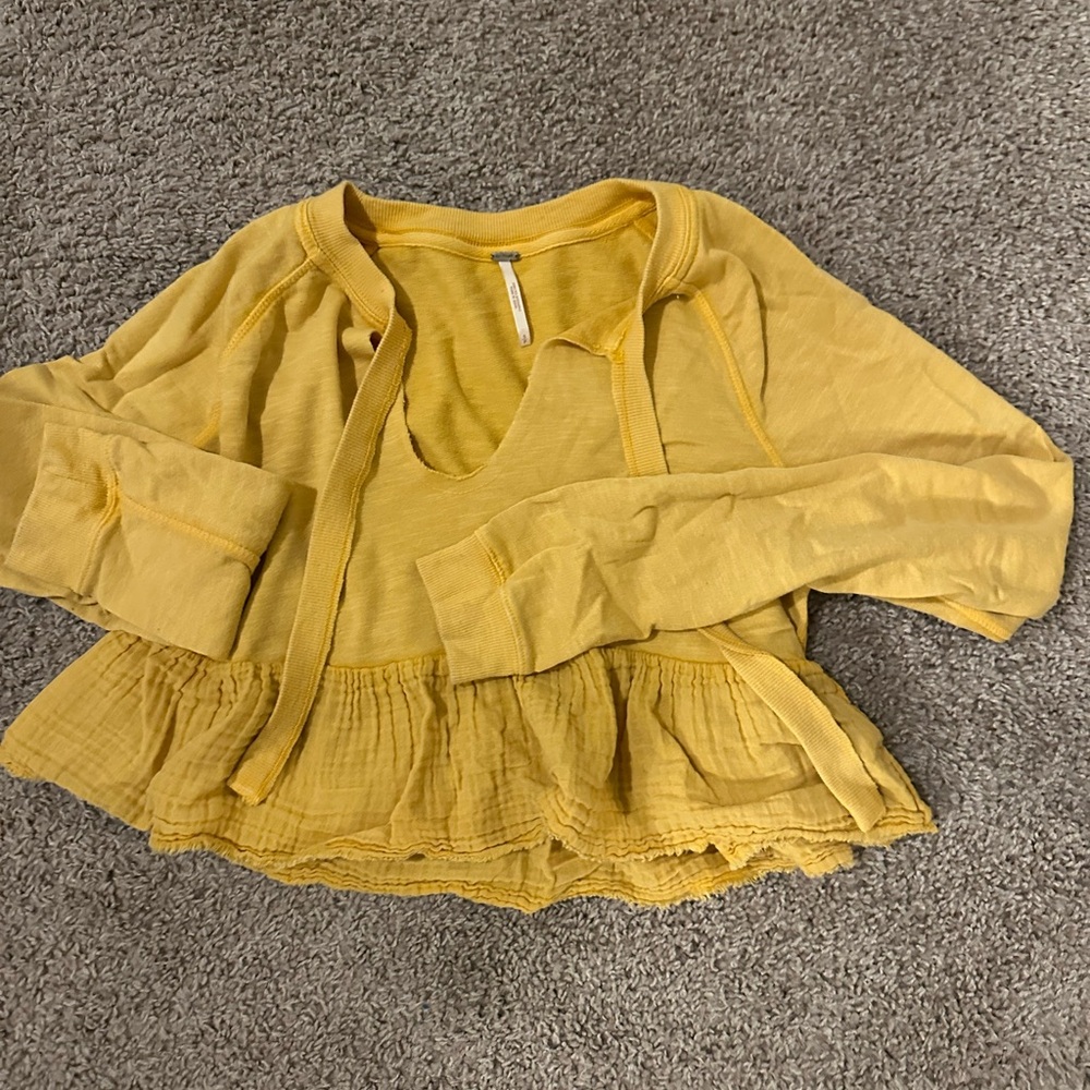 Free People Mustard Yellow Women's Sweater Blouse